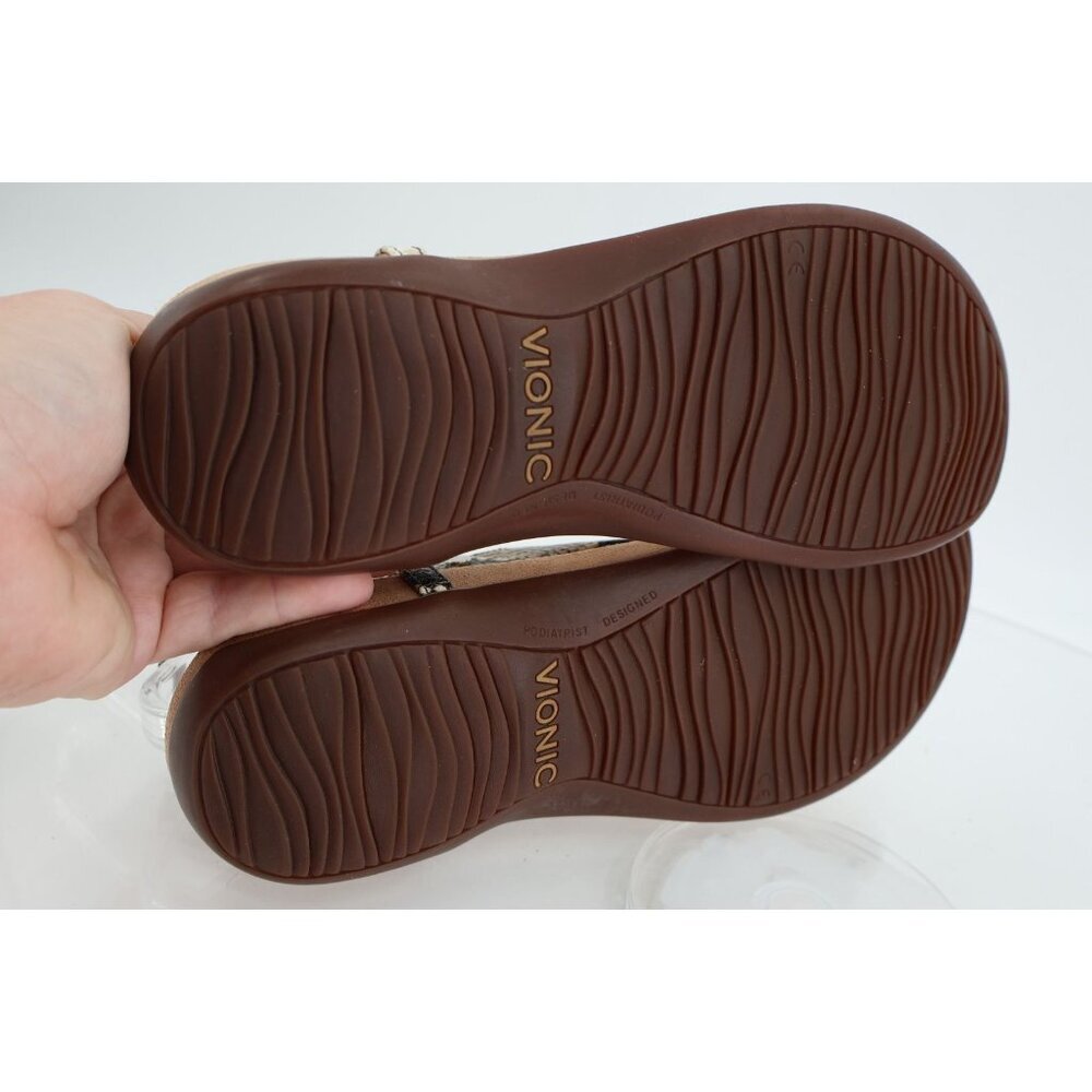 Vionic Women Kirra Sandal Size 8 Thong Back Strap Slingback Snake Print Leather - Picture 9 of 12